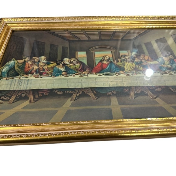Vtg Last Supper Licensed Enhanced Print Illinois Moulding USA 22.5x14.5” Framed - Picture 7 of 11